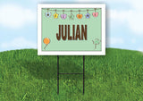 JULIAN WELCOME BABY GREEN  18 in x 24 in Yard Sign Road Sign with Stand