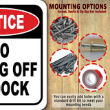 NOTICE No Diving Off Of Dock METAL Aluminum composite outdoor sign