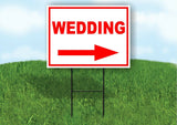 WEDDING RIGHT arrow red Yard Sign Road with Stand LAWN SIGN Single sided