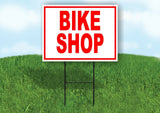 BIKE SHOP RED WHITE Yard Sign Road with Stand LAWN SIGN