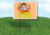 GO JUMP IN LEAVES KID Yard Sign with Stand LAWN SIGN