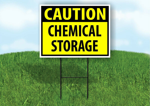 CAUTION Chemical Storage YELLOW Plastic Yard Sign ROAD SIGN with Stand