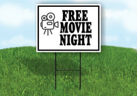 FREE MOVIE NIGHT BLACK BORDER Yard Sign with Stand LAWN SIGN