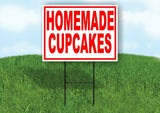 HOMEMADE CUPCAKES RED WHITE Yard Sign Road with Stand LAWN SIGN