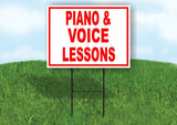 PIANO VOICE LESSONS  RED WHITE Yard Sign Road with Stand LAWN SIGN