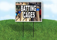 BATTING CAGES WITH BATS IN THE BACKGROUND Yard Sign Road with Stand LAWN SIGN