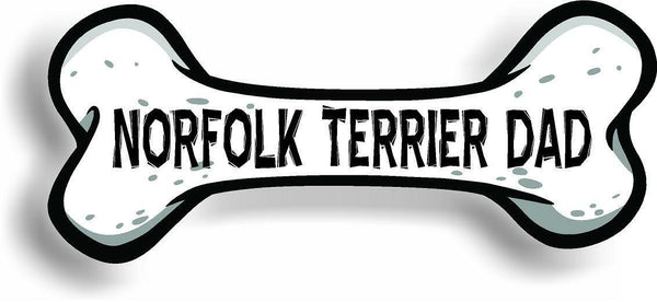 Dog Dad Norfolk Terrier Bone Car Magnet Bumper Sticker 3"x7"