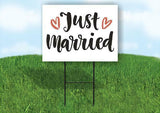 JUST MARRIED Plastic Yard Sign ROAD SIGN with Stand
