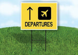 DEPARTURES STRAIGHT ARROW YELLOW Yard Sign with Stand LAWN SIGN