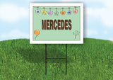 MERCEDES WELCOME BABY GREEN  18 in x 24 in Yard Sign Road Sign with Stand