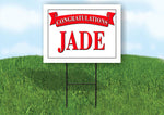 JADE CONGRATULATIONS RED BANNER 18in x 24in Yard sign with Stand