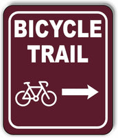 BICYCLE TRAIL DIRECTIONAL RIGHT ARROW CAMPING Metal Aluminum composite sign