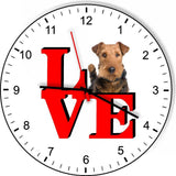 Airedale Terrier Love Park Cute Puppy Dog kitchen living room Wall Clock