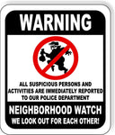 Warning neighborhood watch Police Department metal outdoor sign long-lasting