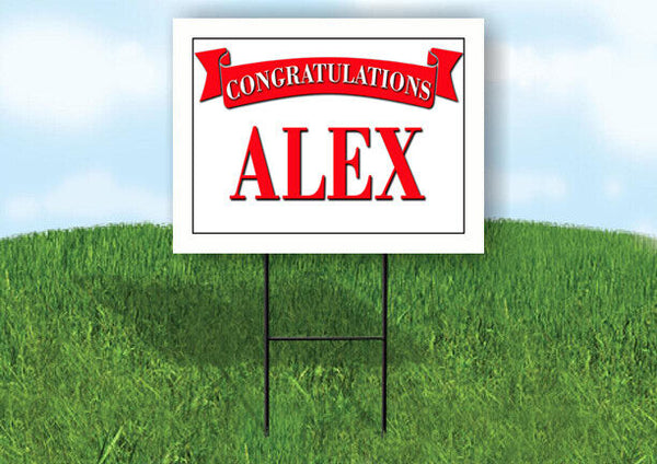 ALEX CONGRATULATIONS RED BANNER 18in x 24in Yard sign with Stand