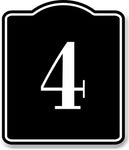 4 Bay Garage Door Plate Field Lane Gate Number BLACK Aluminum Composite Sign