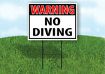 WARNING NO DIVING RED Plastic Yard Sign ROAD SIGN with Stand