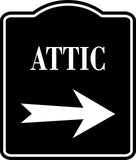 Attic Right Arrow BLACK  SIGN Aluminum Composite Sign