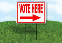 VOTE HERE RIGHT arrow RED Yard Sign Road with Stand LAWN SIGN Single sided