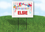ELSIE HAPPY BIRTHDAY BALLOONS 18 in x 24 in Yard Sign Road Sign with Stand