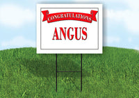 ANGUS CONGRATULATIONS RED BANNER 18in x 24in Yard sign with Stand