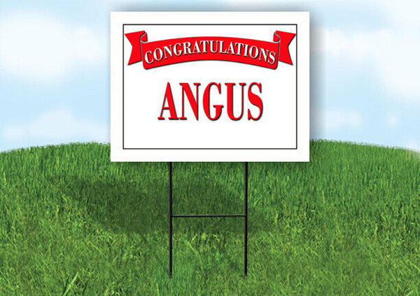 ANGUS CONGRATULATIONS RED BANNER 18in x 24in Yard sign with Stand