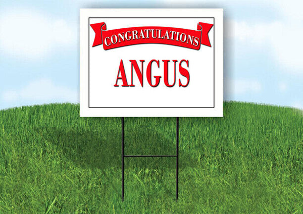 Red Angus Signs ANGUS CONGRATULATIONS RED BANNER 18in x 24in Yard sign with Stand ...