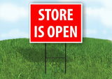 STORE IS OPEN RED Plastic Yard Sign ROAD SIGN with Stand