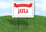 JAYLA CONGRATULATIONS RED BANNER 18in x 24in Yard sign with Stand