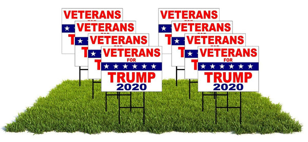 8 Pack Veterans for trump 2020 Donald Trump POLITICAL Yard Sign ROAD SIGN with s