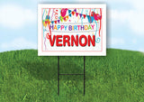 VERNON HAPPY BIRTHDAY BALLOONS 18 in x 24 in Yard Sign Road Sign with Stand