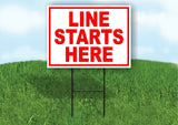 LINE STARTS HERE RED Yard Sign Road with Stand LAWN SIGN
