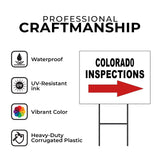 INSPECTIONS RIGHT ARROW RED_ COLORADO Yard Sign with Stand LAWN SIGN