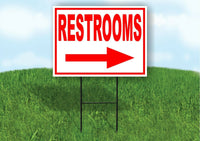 RESTROOMS RIGHT arrow red Yard Sign Road with Stand LAWN SIGN Single sided