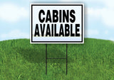 CABINS AVAILABLE BLUE BROWN Yard Sign with Stand LAWN SIGN