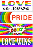 Set of 4 magnetic bumper stickers magnets GAY PRIDE LGBT LOVE WINS