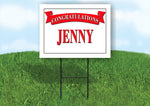 JENNY CONGRATULATIONS RED BANNER 18in x 24in Yard sign with Stand