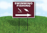 SWIMMING FISHING RIGHT ARROW Yard Sign Road with Stand LAWN SIGN Single sided