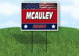 MCAULEY FLAG RED 2024 18inx24in Yard Road Sign w/ Stand