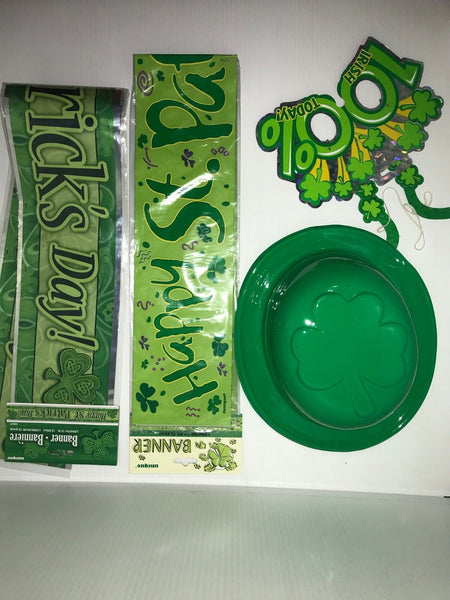 Saint Patrick's Day 2 banners, 2 hats, 1 pair of glasses