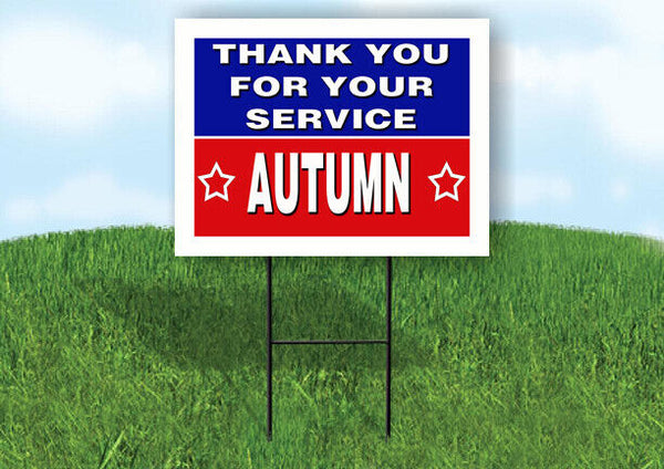 AUTUMN THANK YOU SERVICE 18 in x 24 in Yard Sign Road Sign with Stand