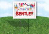BENTLEY HAPPY BIRTHDAY BALLOONS 18 in x 24 in Yard Sign Road Sign with Stand