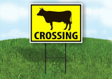 COW CROSSING XING YELLOW Plastic Yard Sign ROAD SIGN with Stand