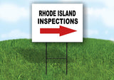 INSPECTIONS RIGHT ARROW RED_ RHODE ISLAND Yard Sign with Stand LAWN SIGN