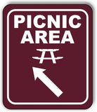 PICNIC AREA DIRECTIONAL 45 DEGREES UP LEFT ARROW CAMPING Aluminum composite sign