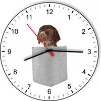 German Shorthair Pointer In Your Pocket Puppy Dog kitchen living room Wall Clock