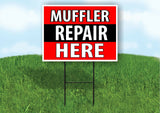 Muffler REPAIR HERE BLACK STRIPE Plastic Yard Sign ROAD SIGN with Stand