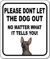 PLEASE DONT LET THE DOG OUT NMW American Hairless Terrier Metal Composite Sign