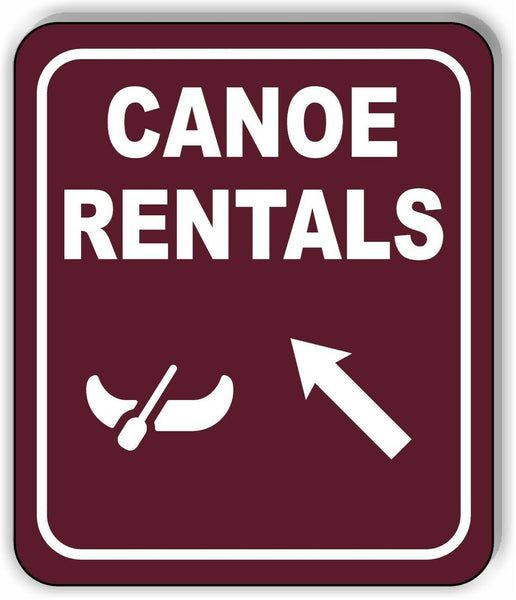 CANOE RENTALS DIRECTIONAL 45 DEGREES UP LEFT ARROW Metal Aluminum composite sign