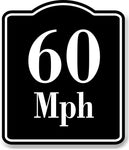 60 Miles Per Hour MPH BLACK Aluminum Composite Sign